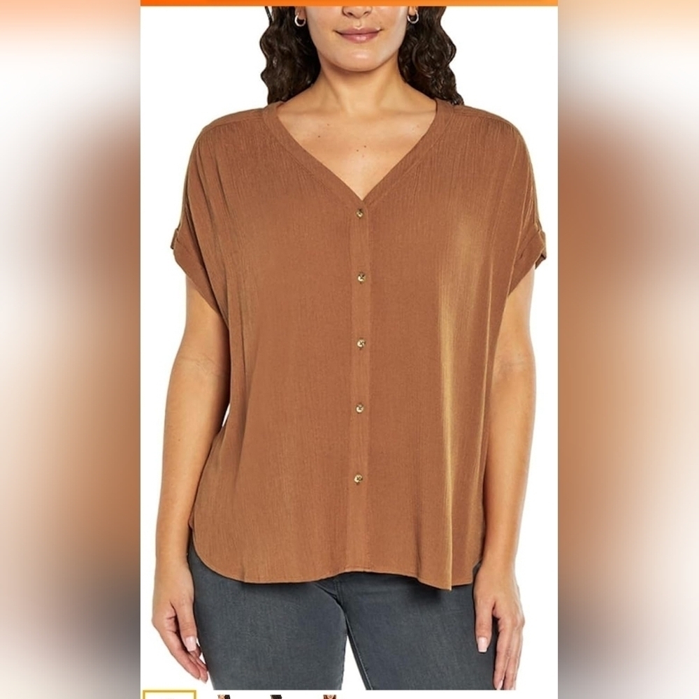 Orvis Women's Short Sleeve Button Front Blouse Shirt Size S